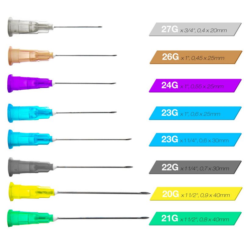 Disposable Hypodermic Needles || 20G, 1-1/2", 0.9 x 40mm || Pack of 100