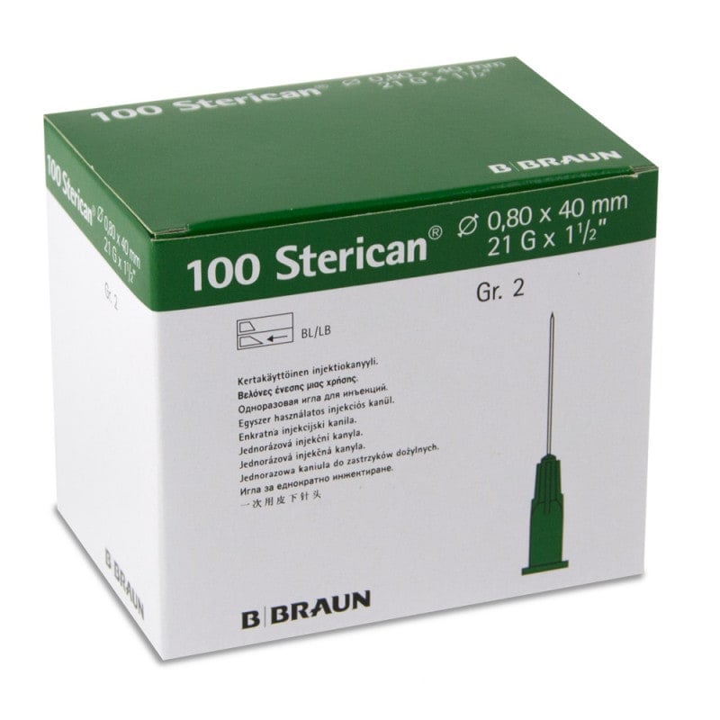 Braun Sterican Disposable Cannulas 21G 0.80 x 40mm Green (100 pcs)