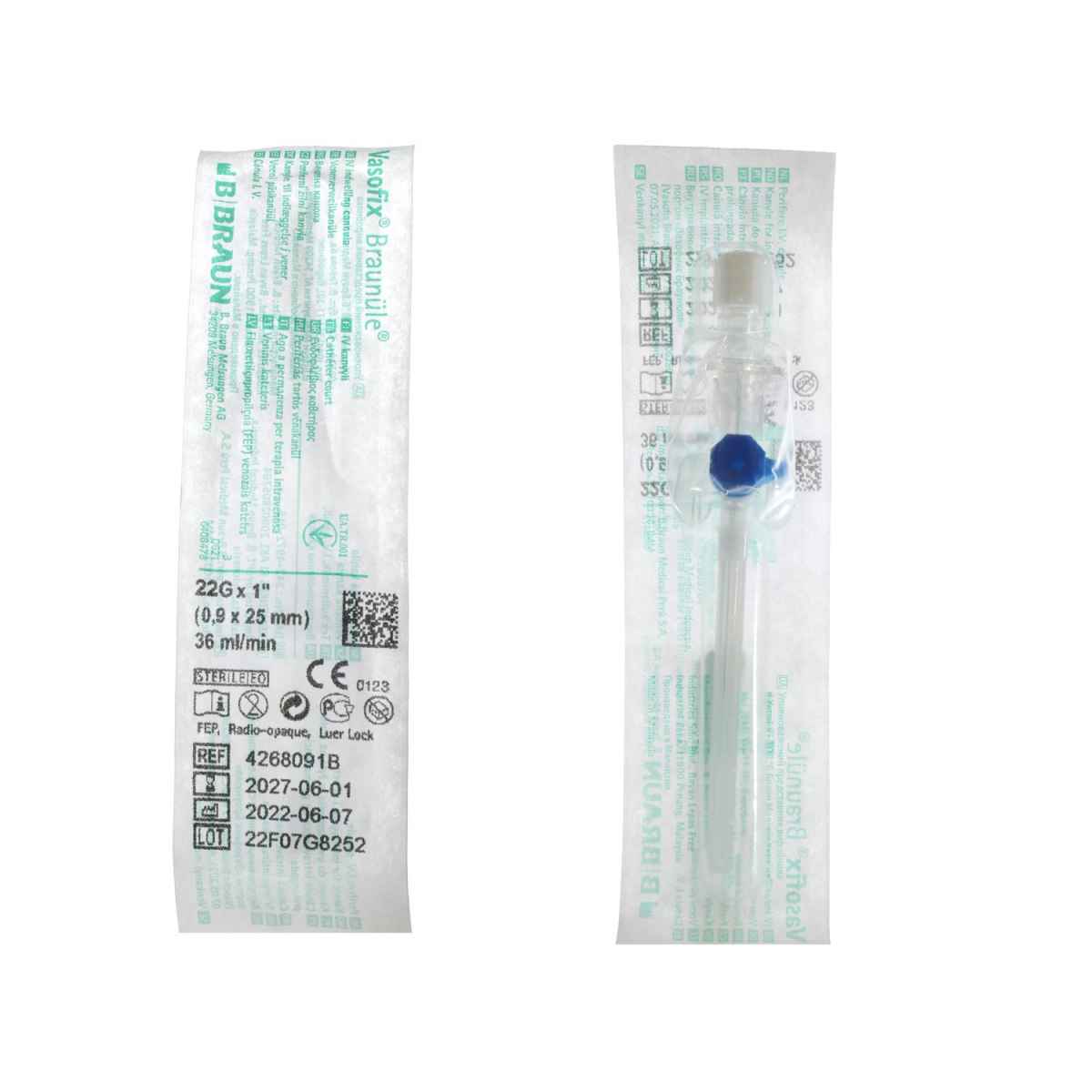 Vasofix IV Catheter with injection port || 22G, 0.9 x 25mm || Blue