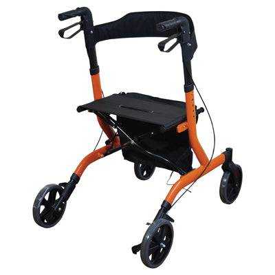 Aidapt Deluxe Ultra Lightweight Folding 4 Wheeled Rollator - Orange