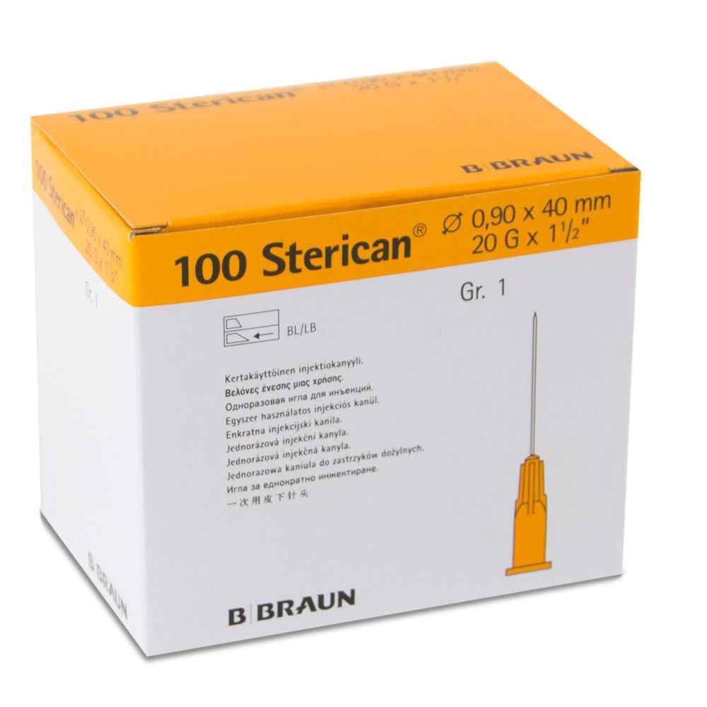 Braun Sterican Disposable Cannulas 20G 0.90 x 40mm - Yellow (100 pcs)