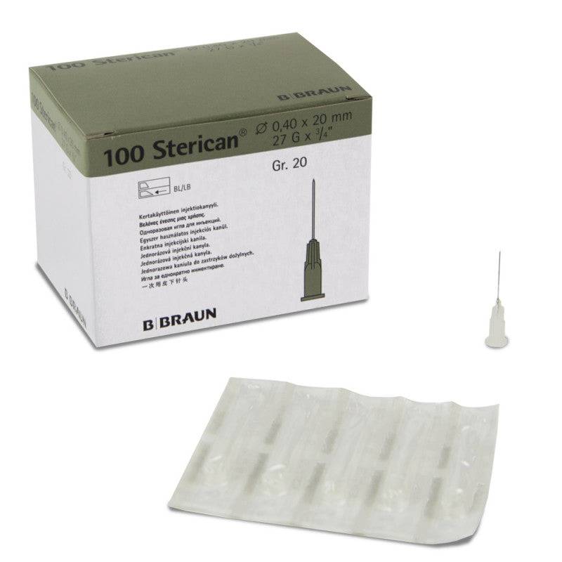 Braun Sterican Disposable Cannulas 27G 0.40 x 20mm Grey (100 pcs)