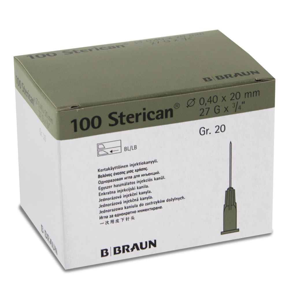 Braun Sterican Disposable Cannulas 27G 0.40 x 20mm Grey (100 pcs)