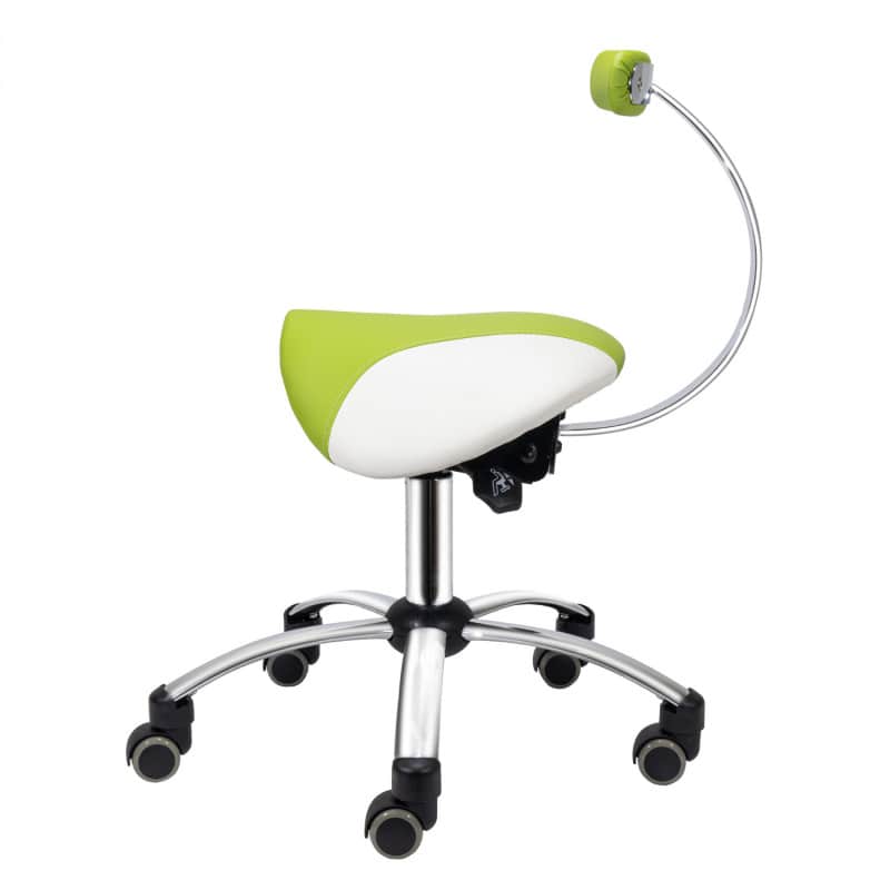 Saddle Stool with Removable Backrest - Green & White