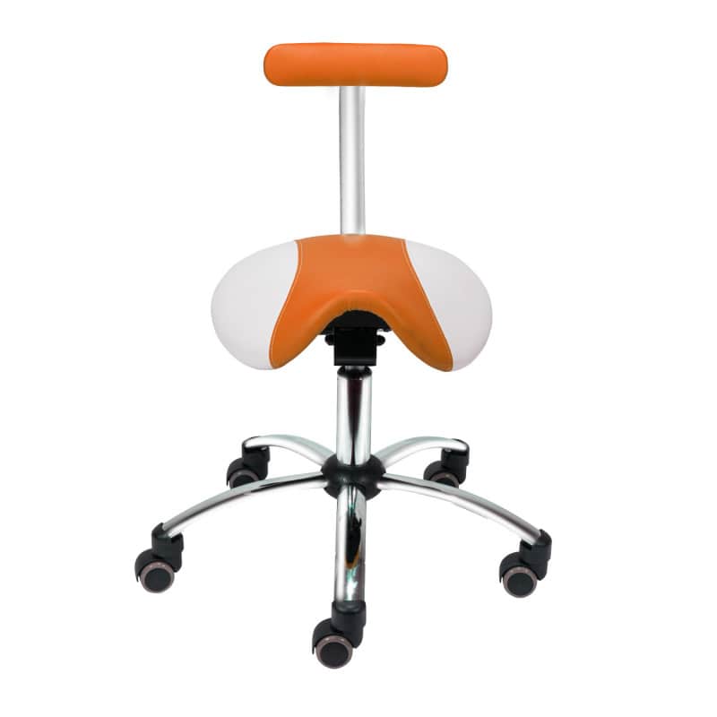 Saddle Stool with Removable Backrest - Orange & White