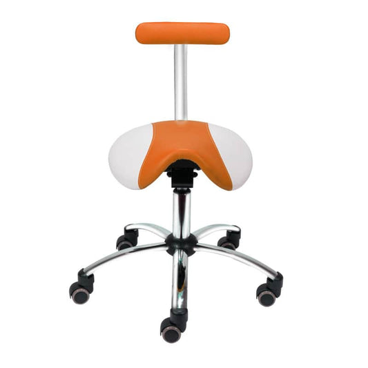 Saddle Stool with Removable Backrest - Orange & White