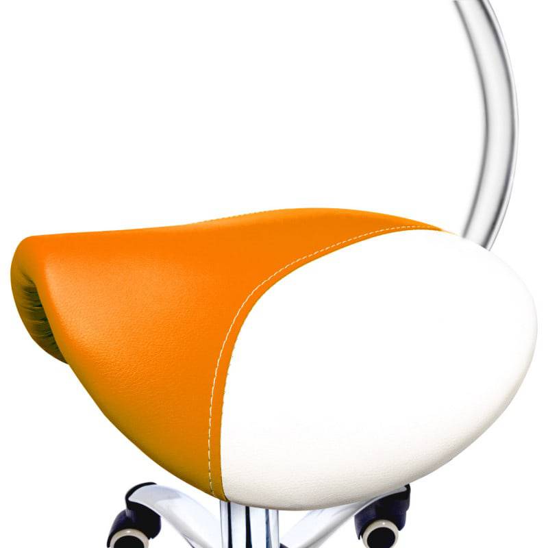 Saddle Stool with Removable Backrest - Orange & White