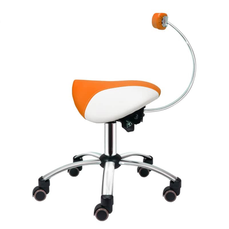 Saddle Stool with Removable Backrest - Orange & White