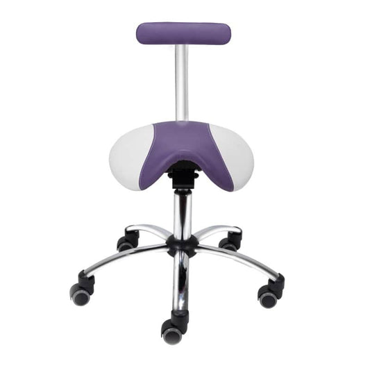Saddle Stool with Removable Backrest - Purple & White