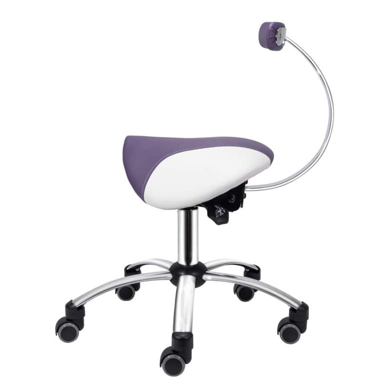 Saddle Stool with Removable Backrest - Purple & White