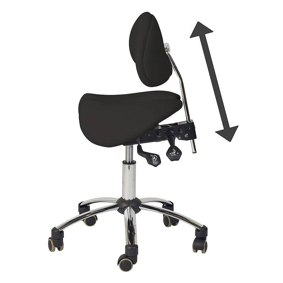 Split-Seat Saddle Stool with Backrest - Black