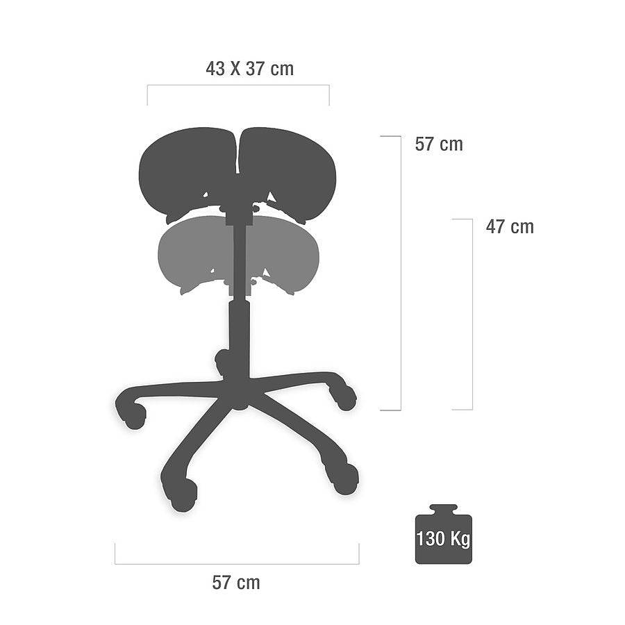 Split-Seat Saddle Stool with Backrest - Black