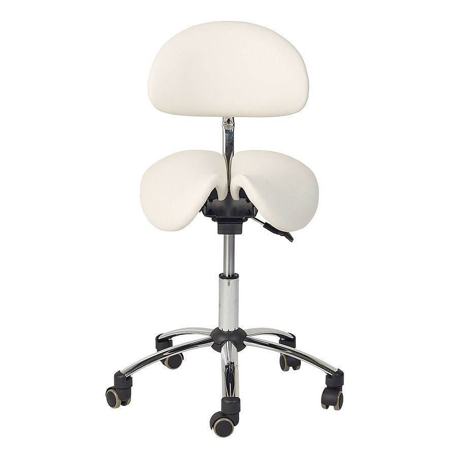 Split-Seat Saddle Stool with Backrest - White