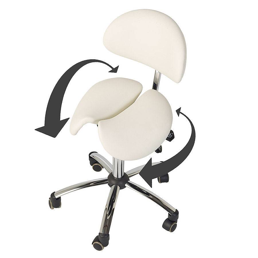 Split-Seat Saddle Stool with Backrest - White