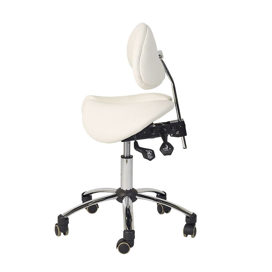 Split-Seat Saddle Stool with Backrest - White