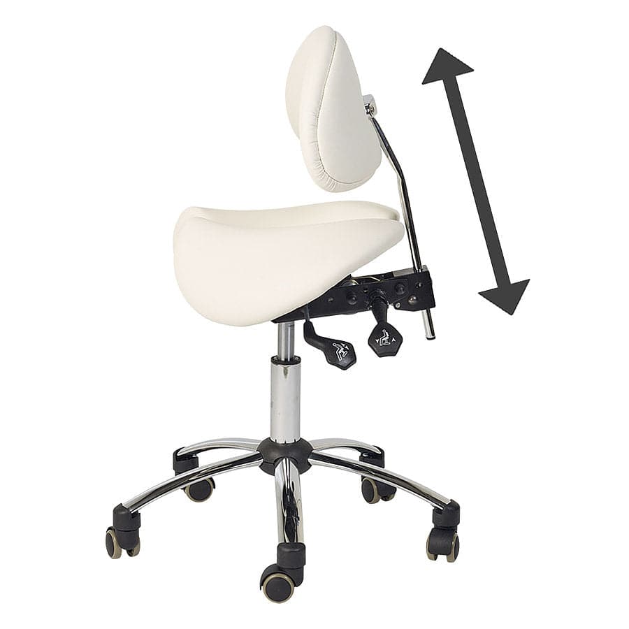 Split-Seat Saddle Stool with Backrest - White