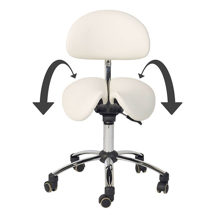 Split-Seat Saddle Stool with Backrest - White