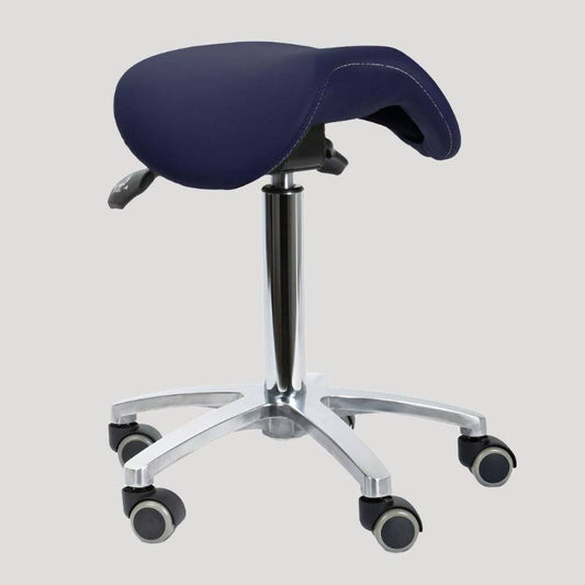 Swivel Stool with Tiltable Saddle Seat dark blue