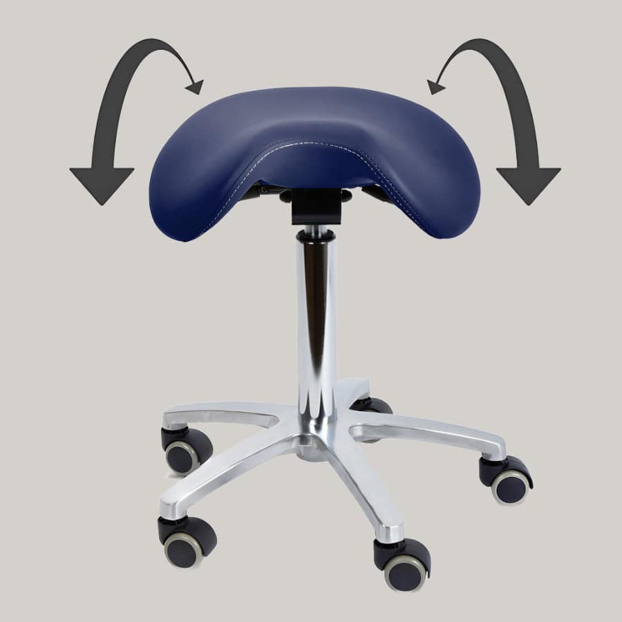 Swivel Stool with Tiltable Saddle Seat dark blue