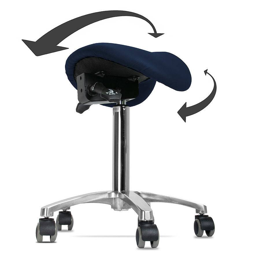 Swivel Stool with Tiltable Saddle Seat dark blue