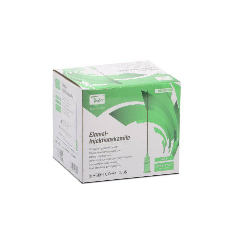 Teqler Disposable Needles 21G 0.8 x 40mm Green x 100