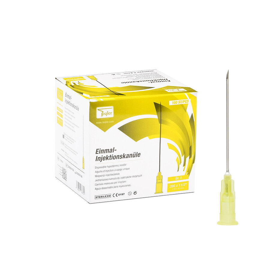 Disposable Hypodermic Needles || 20G, 1-1/2", 0.9 x 40mm || Pack of 100