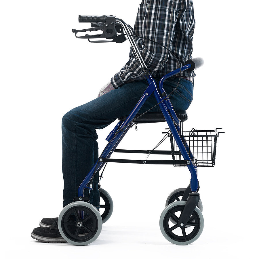 Blue Rollator with Seat || Lightweight and Foldable