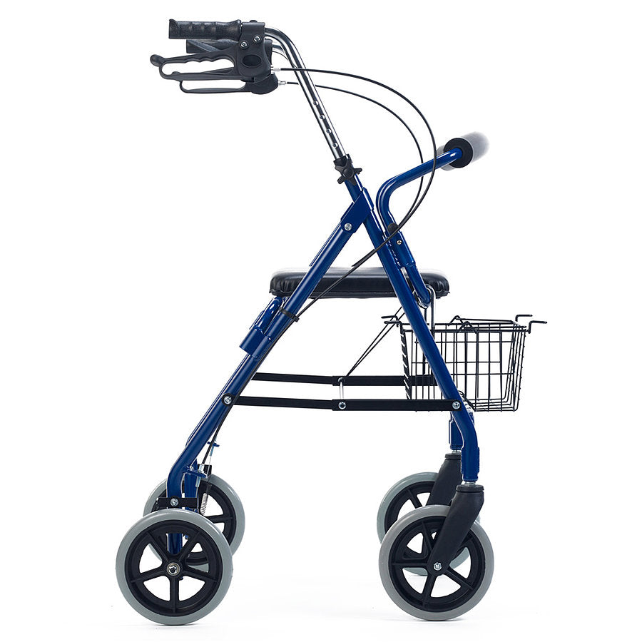 Blue Rollator with Seat || Lightweight and Foldable